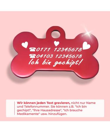 Personalized Dog & Cat Bone Shape Pendants - Ibera Gifts | Engraved Dog Collars & Name Tags (Red Heart) - Buy Online on GoSupps.com