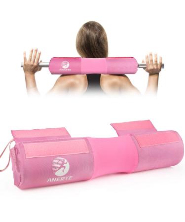 ANERTE Barbell Pad for Hip Thrust, Squat Bar Pad with Closure,Neck & Shoulder Protective Pad for Squats, Lunges, Hip Thrusts-Fits All Standard and Olympic Bars Pink