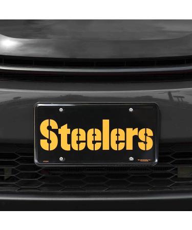 Pittsburgh Steelers Black Wordmark Metal License Plate Tag 6 x 11.5 | Official NFL Merchandise by Rico Industries - Buy Online on GoSupps.com