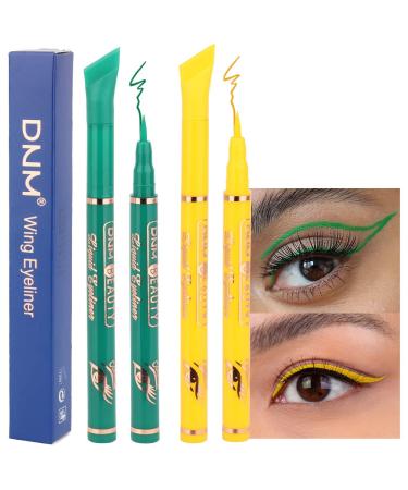evpct 2Pcs Yellow Green Liquid Wing Eyeliner Stamp Eye Pencil Makeup Sets Waterproof Colored Color Eye Liners Stamps Shapes delineador de ojos contra el agua delineadores de colores para ojos 04&05 2 Count (Pack of 1) Ye...