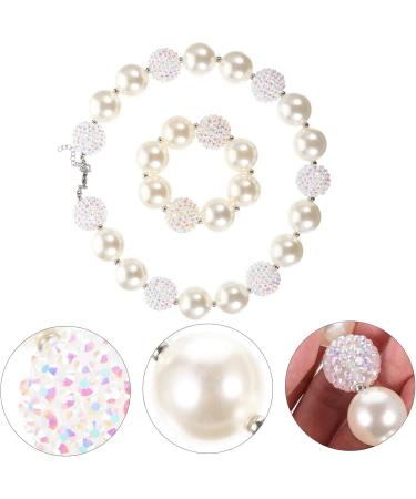 Toyvian 2 Sets Necklace Set Girls Jewelry Bracelets for Kids Necklace for Girls Necklace Pearl Girl Pearl Jewelry Kid Simulated Pearl Neckalce Faux Pearl Child White Acrylic - Buy Online on GoSupps.com
