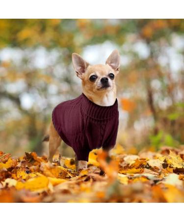 Buy Breathable Fat Dog Sweater for Christmas - Turtleneck Knitted Pet Clothing for French Bulldogs & Chihuahuas - Warm Burgundy XL Outfits - Buy Online on GoSupps.com