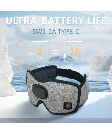 Heated Eye Mask with Bluetooth Headphones - SYPVRY Wireless Sleep Eye Mask for Relaxation & Dry Eyes - USB Heated Compression Mask with Timer Control - Grey - Buy Online on GoSupps.com