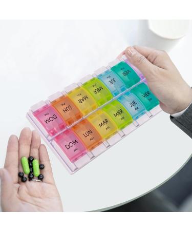 Spanish Pill Organizer - 7 Weekly Compartments for AM/PM Meds | Medication Organizer & Vitamin Planner in Spanish - Buy Online on GoSupps.com