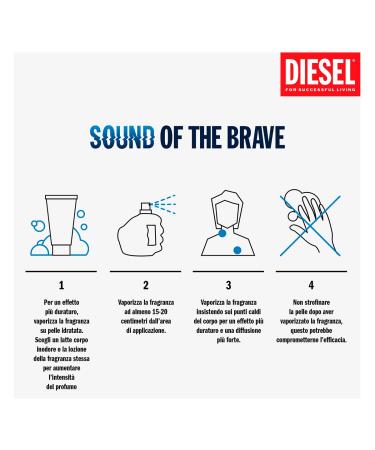 Diesel Sound of the Brave Eau de Toilette for Men Notes of Lemon Spicy Juniper Berries & Ambery Wood 4.2 Fl oz EDT - Buy Online on GoSupps.com