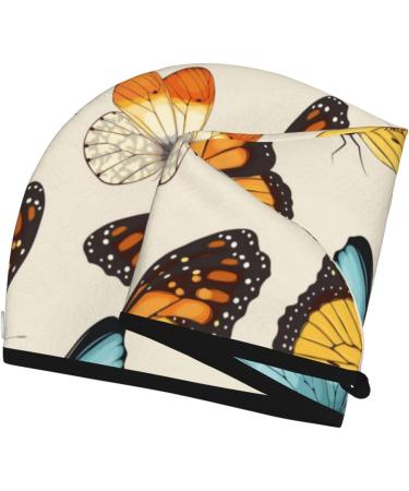 Microfiber Hair Drying Cap for Curly & Thick Hair - Soft Absorbent Butterflies Towel Wrap with Button - Quick Drying Hair Towel - Buy Online on GoSupps.com