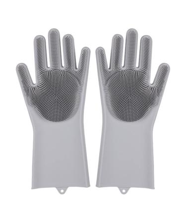 MBNVBNM Cleaning gloves Convenient Household Kitchen Scrubber Silica Gel Cleaning Gloves Dishwashing Gloves Household Heat Resistance (Color : Gray Size : Medium)