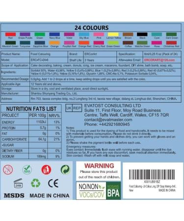 Food Colouring - 24 Colours Vibrant Food Colouring Liquid Concentrated Food Dye for Cake Decorating Cooking Fondant Icing Macaron Easter Eggs Baking- 6ml - Buy Online on GoSupps.com