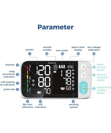 Checkme Bluetooth Blood Pressure Monitor for Home Use include Pregnant Women & Diabetics Blood Pressure Machine Dual Display w Adult Cuff 22-45cm 500 Records Voice Broadcast compatible w APP - Buy Online on GoSupps.com