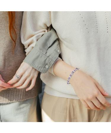 MagEnergy Lymphatic Drainage Magnetic Bracelet for Women | Heart Purple Titanium Steel Wristband | Elegant Love Heart Design | Gift Box & Adjustment Tool - Buy Online on GoSupps.com