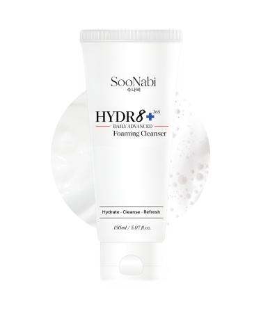 SooNabi HYDR8+ 365 Daily Advanced Foaming Cleanser 150ml Gentle Hydrating Face Wash for All & Sensitive Skin | 7 Types of Hyaluronic Acid NB-P Complex Beta-Glucan Panthenol | Vegan | pH Balanced