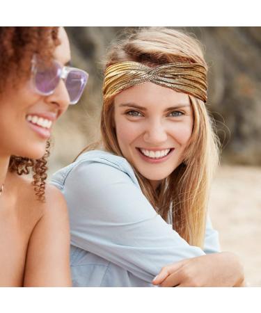 Hisight 3-Piece Metallic Big Bowknot Baby Headband Set for Women and Girls - Fashionable Wrinkle Elasticity Accessories - Buy Online on GoSupps.com