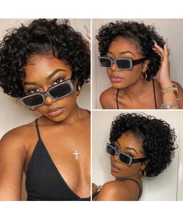 Beauty Forever 8 Inch Pixie Cut Lace Front Wig | 10A Grade Brazilian Human Hair Short Bob | 150% Density Curly Bob Wig - Buy Online on GoSupps.com