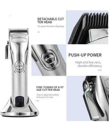 Professional Hair Clipper for Men | Rechargeable Barber Trimmer & Shaver | LCD Electric Hair Clippers - Silver - Buy Online on GoSupps.com