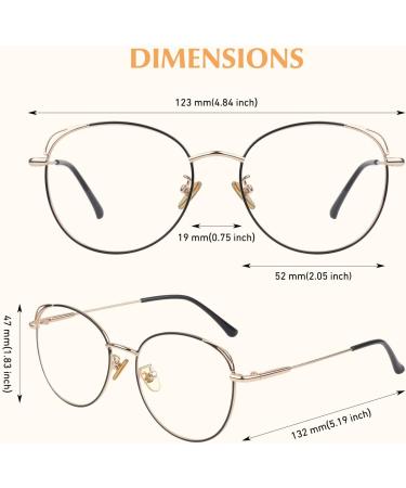 LINVO Women's Vintage Cat Eye Glasses - Classic Metal Frame Fake Glasses in Black & Gold | Prescription-Free International Shipping - Buy Online on GoSupps.com