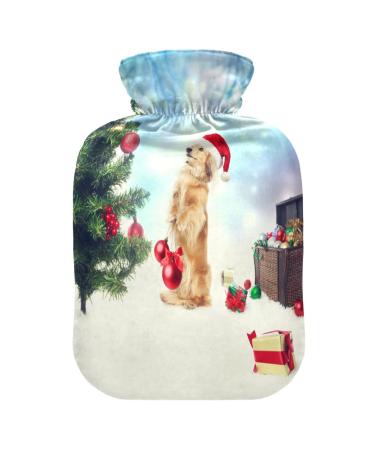 Dachshund Christmas hot water bottle with soft fleece cover 2 litre hot water bag for hot and cold compresses