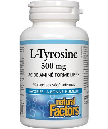 Natural Factors L-Tyrosine 500mg | 60 Vegetarian Capsules - Boost Mood & Focus - Buy Online on GoSupps.com