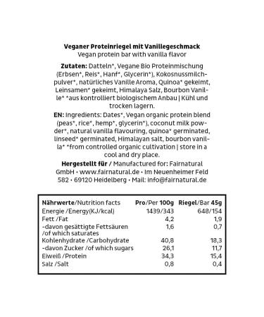 Buy 3K Vegan Protein Bars - Premium Bio Vanilla Soy-Free & Low-Fat 10x45g Pack | Healthy Snack from Germany - Buy Online on GoSupps.com