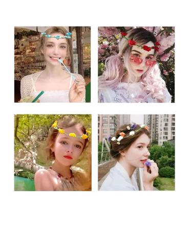 Kaptin 10 Pack Multicolor Flower Crown Headband for Women and Girls - Festival, Wedding, Party Floral Garland Headbands - 10 Count - Buy Online on GoSupps.com