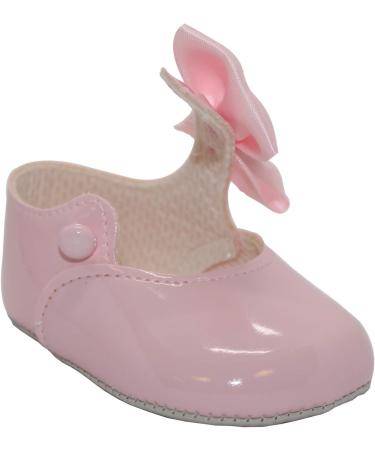 British-Made Baby Girls Pram Shoes with Bow Detail | Soft Sole | Size 2 UK Child | Pink - Buy Online on GoSupps.com