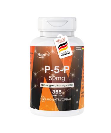 Nutrifair BV P5P 50mg 365 tablets each with 34mg of active vitamin B6 pyridoxal5phosphate high dose 100 vegan German production & laboratory test NutriFair Premium & Fair