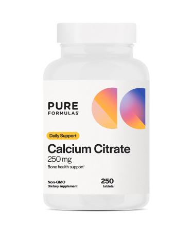 PureFormulas Calcium Citrate 250 mg | Boosts Bone & Dental Health | Non-GMO | Calcium Supplement for Women & Men | Without Vitamin D - 250 Tablets