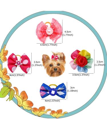 60pcs Dog Hair Bows - Grooming Bows for Dogs with High Tenacity Rubber Bands - 30 Beautiful Puppy Bows in Mix - Buy Online on GoSupps.com