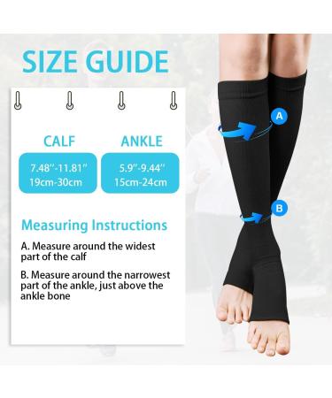 ACWOO Compression Stockings for Women & Men - 2 Pairs of Medical Support Socks (15-20 mmHg) - Open Toe Black & Beige Thrombosis Socks for Running Sports Flight & Cycling - Buy Online on GoSupps.com