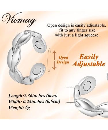 Meta Title: Vicmag 2PCS Copper Magnetic Bracelets for Women - 7X Ultra Strength, 99.99% Solid Pure Copper - Adjustable with Gift Box - Leaf Silver - Buy Online on GoSupps.com