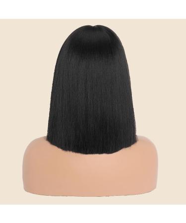 PORSMEER Short Straight Bob Black Wigs with Fringe Shoulder Length Hair Colorful Wig for Women Girls Heat Resistant Synthetic Wig for Cosplay Halloween Party Wig 14 Inch 35cm - Buy Online on GoSupps.com