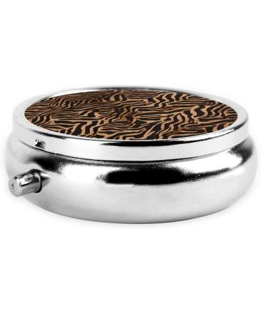 Leopard Print Round Pill Box | 3 Compartment Portable Travel Medicine Organizer | Mini Decorative Purse for Tablets & Vitamins - Buy Online on GoSupps.com