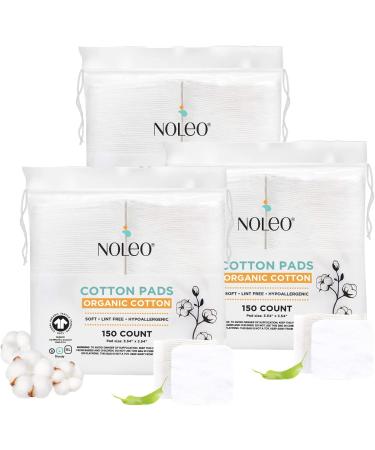 Organic Cotton Pads - 450 Count (Pack of 3) Large & Pressed | Lint-Free, Soft, No Hard Edges | 3.54x3.54 Inches - Buy Online on GoSupps.com