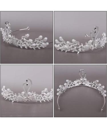 Vintage Swan Crown Headgear - Rhinestone Tiara & Crystal Crowns for Weddings - Elegant Baroque White Hair Accessory for Women - Buy Online on GoSupps.com