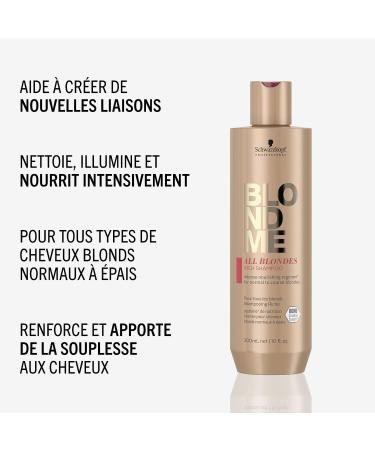 Schwarzkopf Professional BLONDME All Blondes Rich Shampoo Colored Lightened Bleached Hair 3D Bond Creation Technology Cashmere Proteins Smooths Cuticle Nourishing Purifying 300 ml - Buy Online on GoSupps.com