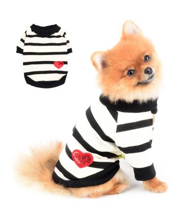 Paidful Striped dog shirt for small medium-sized dogs cat girls boys vest t-shirts with red heart breathable tank tops puppies chihuahua yorkie clothing pet summer go outdoors m: back: 35cm/14 " breast: 44cm/17" yellow