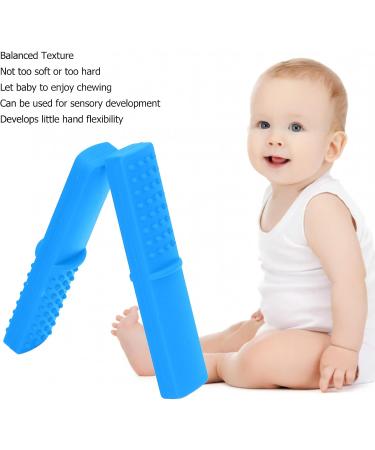 3 Pack Silicone Baby Teething Toys - Soft Cookable Sensory Tools for Toddlers with Autism - Blue - Buy Online on GoSupps.com