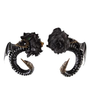 amangul Simulation Bull Horn Cosplay Horn Hair Pin Artificial Black Color Ox Horn Carnival Halloween Materials