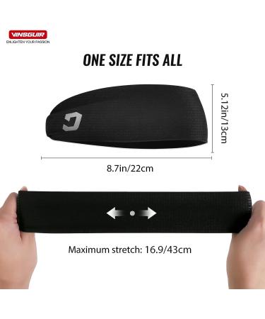 Vinsguir Athletic Men's Headband 4 Pack - Sweat Wicking Sports Headbands for Running, Gym, Tennis, Basketball - Unisex Hairband in Black/Khaki/Gray/Green - Buy Online on GoSupps.com