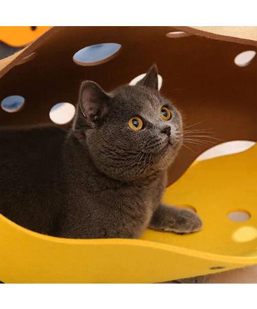 Foldable Cat Tunnels Bed with Holes - DIY Pet Play Mat for Interactive Fun - Grey Yellow Felt Cloth Design for Infinite Extension - Buy Online on GoSupps.com