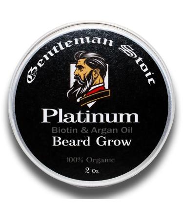 Platinum Beard Grow All Natural Beard Balm For Men - Biotin Enhanced Balm With Argan & Vitamin E Infused leave in beard conditioner for men Vanilla Spice (2oz Pack of 1)