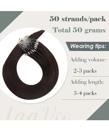 Buy Brown Micro Loop Hair Extensions - Real Remy 1g Microring 55cm Easy Loop Darkest Brown 50g Pre-Bonded - Buy Online on GoSupps.com
