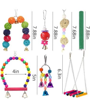 12 Packs Bird Toys Parrot Swing Toys Chewing Toys Bird Budgie Shredding Toys Colorful Hanging Bell Pet Cage Toys Hammock perch stand Suitable for Small Parakeets Conures Love Birds - Buy Online on GoSupps.com