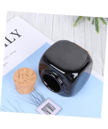 PLAFOPE Medicine Cup Liquid Powder Container Cork Jar Wooden Cap Ceramic Lid Clear Dappen Makeup Containers Art Small Travel Pill Container Practical Empty Bottle Nail Bamboo Accessories 7.50X5.50X5.50CM Black - Buy Online on GoSupps.com