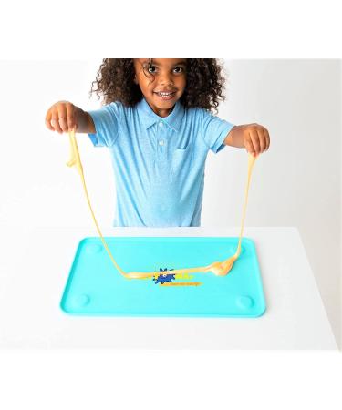 Splattmat Large Premium Silicone Kids Suctioned Placemat  New Sensory Montessori Inspired Food  Snack  Travel  & Arts & Crafts mat Super Cyan