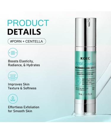 PDRN Microneedling Serum with Centella Asiatica & Hyaluronic for Hydrating Moisturizing Firming Fine Lines Vegan PDRN Serum for Exfoliating & Plumping Day & Night Glass Skin Care 1.69 Fl Oz / 50ml - Buy Online on GoSupps.com