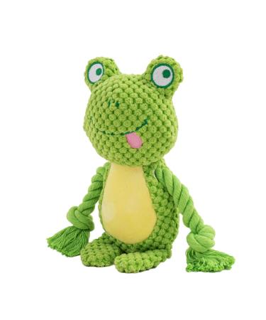 Tonyfy dog toys dog squeaky toys with wrinkle paper plush toy dog plush player cotton rope interactive toy for puppies small medium dog (green frog)