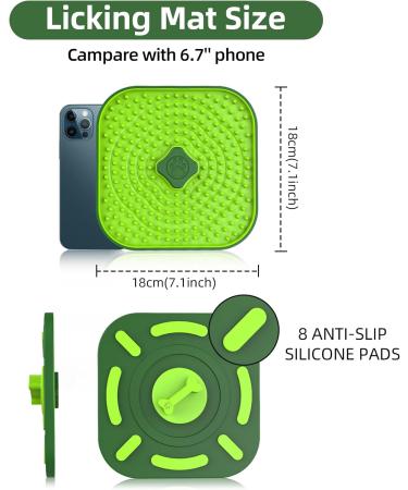 RUCACIO Licky Mats for Dogs and Cats Crate Lick Mat for Dog Anxiety Relief Dog Lick Mats Dog Slow Feeding Pad for Bathing Grooming and Training 1 Pack - Green - Buy Online on GoSupps.com
