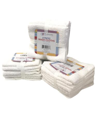 American Mills 100% Cotton Wash Cloths (White  8) White 8