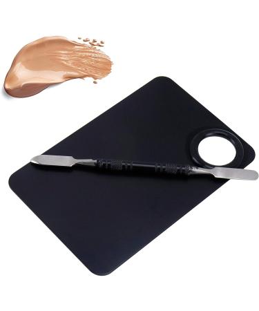 HEVSTIL Stainless Steel Makeup Mixing Palette with Spatula Black Rectangular Palette for Professional Cosmetic Blending - Buy Online on GoSupps.com