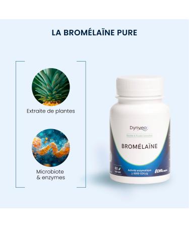 Brom la ne Pure - Haute Activit Enzymatique 5000 GDU/g - Enzyme soutenant la digestion des prot ines - Extraite de tige d'ananas - 60 g lules V g tales DRcaps - Sans additifs - Dynveo - Buy Online on GoSupps.com